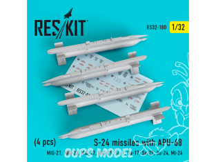 ResKit kit RS32-0180 S-24 missiles avec APU-68 4 pièces 1/32