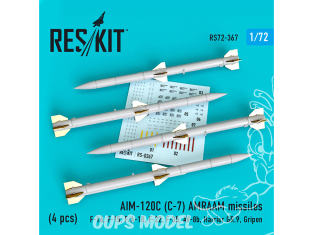 ResKit kit RS72-0367 AIM-120C (C-7) AMRAAM missiles 4 pièces 1/32