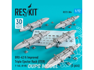 ResKit kit armement Avion RS72-0384 BRU-42/A Rack triple éjecteur amélioré (ITER) 5 pièces 1/72