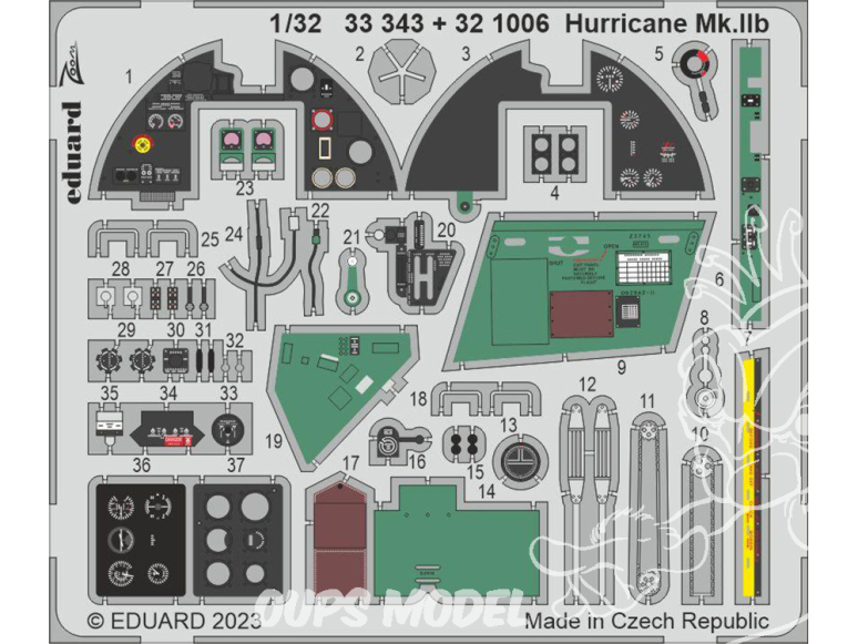 Eduard photodécoupe avion 33343 Zoom amélioration Hurricane Mk.IIb Revell 1/32