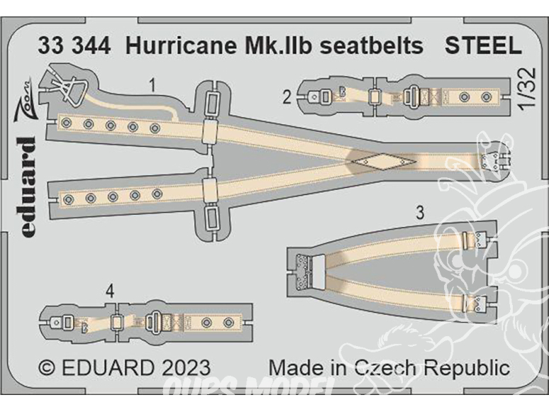 Eduard photodécoupe avion 33344 Harnais métal Hurricane Mk.IIb Revell 1/32