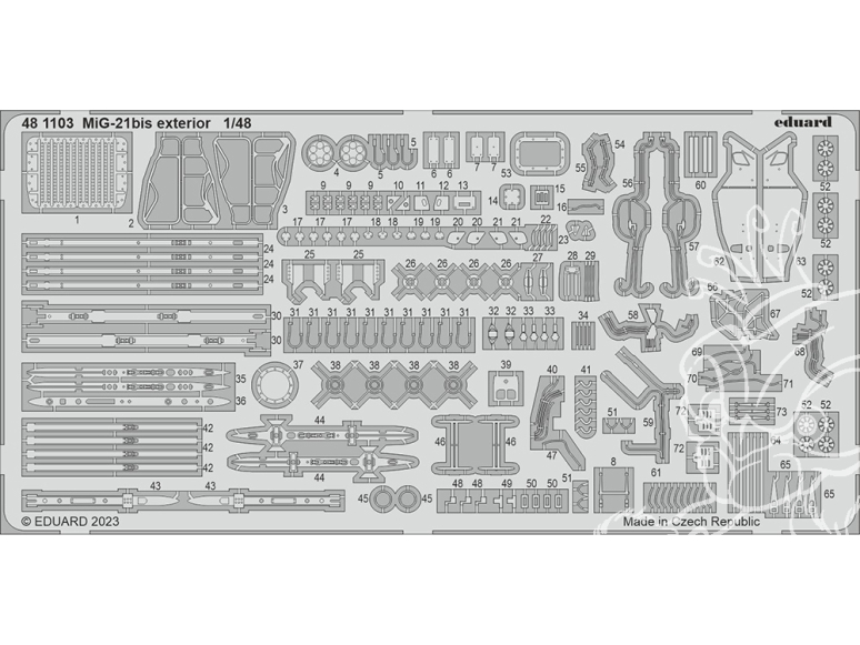 EDUARD photodecoupe avion 481103 Extérieur MiG-21Bis Eduard 1/48