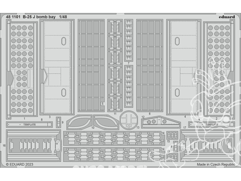 EDUARD photodecoupe avion 481101 Baie de bombe B-25J "Glazed nose" Hk Models 1/48