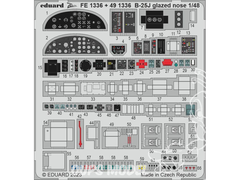 EDUARD photodecoupe avion 491336 Amélioration B-25J "Glazed nose" Hk Models 1/48