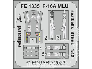 EDUARD photodecoupe avion FE1335 Harnais métal F-16A MLU Kinetic 1/48