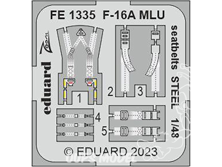 EDUARD photodecoupe avion FE1335 Harnais métal F-16A MLU Kinetic 1/48