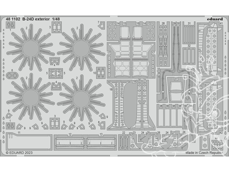 EDUARD photodecoupe avion 481102 Extérieur B-24D Revell 1/48