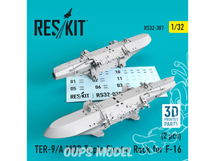 ResKit kit RS32-0387 TER-9/A MOD Triple Ejector Rack pour F-16 2 pieces Impression 3D 1/32