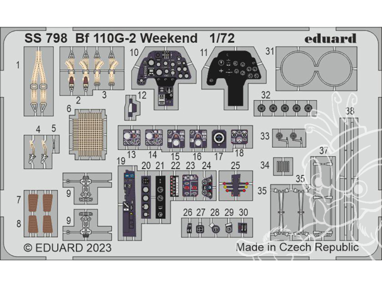 Eduard photodecoupe avion SS798 Zoom amélioration Messerschmitt Bf 110G-2 Eduard 1/72