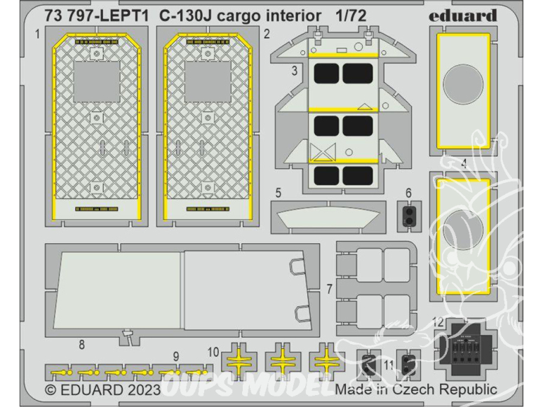 Eduard photodecoupe avion 73797 Intérieur cargo C-130J Zvezda 1/72