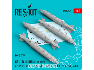 ResKit kit armement Avion RS48-0365 Bombes GBU-54 (LJDAM) protégées thermiquement 4 pieces 1/48