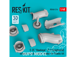 ResKit kit d'amelioration Avion RSU48-0214 Buses d'échappement et prise d'air E-2C Hawkeye C-2 Greyhound kit Kinetic 3D 1/48