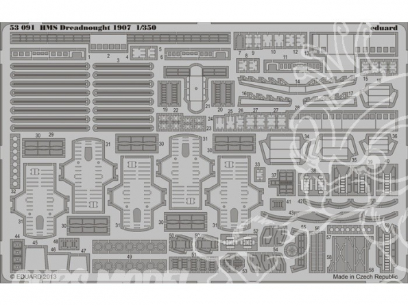 Eduard photodecoupe bateau 53091 HMS Dreanought 1907 1/350