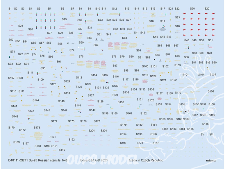 Eduard Decalques avion D48111 Marquages / Stencils Sukhoi Su-25 Russe Zvezda 1/48