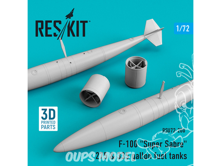 ResKit kit d'amelioration Avion RSU72-200 Réservoirs de carburant F-100 "Super Sabre" 275 & 335 gallons 1/72