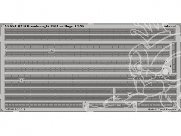 Eduard photodecoupe bateau 53094 Balustrades HMS Dreanought 1907 1/350