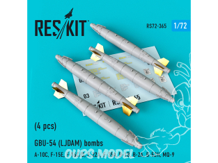 ResKit kit d'amelioration avion RS72-0365 Bombes GBU-54 (LJDAM) 4 pièces 1/72