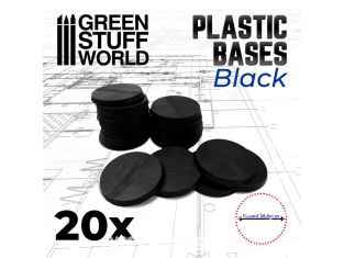 Green Stuff 509600 Socles Plastiques ROND 28,5mm Noir