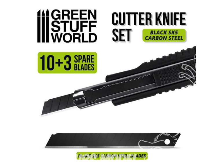 Green Stuff 506913 Cutter de Modelisme grand avec lames noires