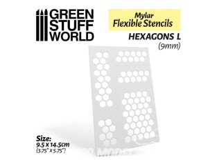 Green Stuff 510293 Pochoirs flexibles HEXAGONS L (9mm)