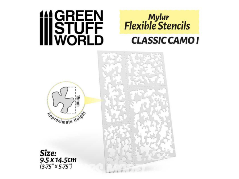 Green Stuff 510422 Pochoirs flexibles Camouflage classique 1 (15mm environ)