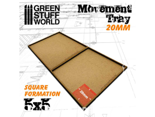 Green Stuff 511016 Plateaux de Mouvement MDF 20mm 5x5