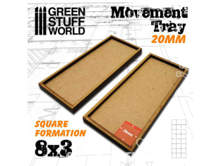 Green Stuff 511030 Plateaux de Mouvement MDF 20mm 8x3