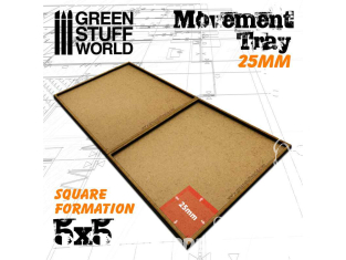 Green Stuff 511023 Plateaux de Mouvement MDF 25mm 5x5