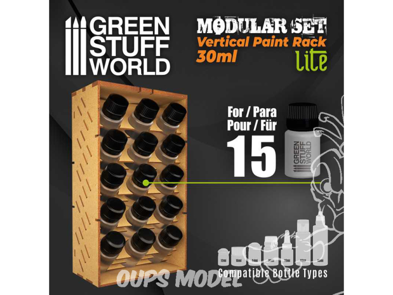 Green Stuff 509099 Support multifonctionnel en MDF x6 emplacements10248 Présentoir de peinture vertical 30ml - LITE