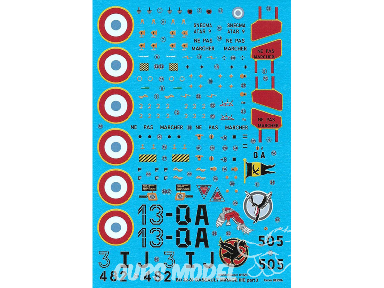 BERNA DECALS BD32-83 Dassault Mirage IIIE Part 3 1/32