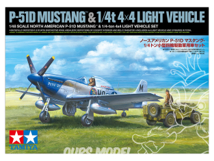 Tamiya maquette avion 25205 NORD-AMÉRICAINS P-51D MUSTANG et Jeep 1/4-ton 4x4 1/48