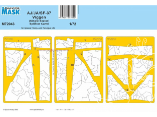 Special Hobby Masque avion M72043 Pour AJ/JA/SF-37 Viggen (Monoplace) Splinter Camokit Special Hobby et Tangus 1/72