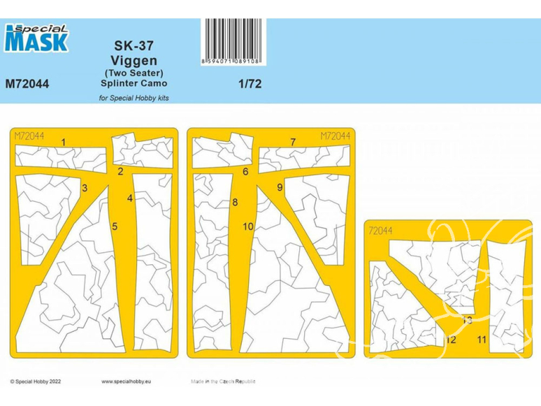 Special Hobby Masque avion M72044 Pour SK-37 Viggen (deux places) Splinter Camo kit Special Hobby 1/72