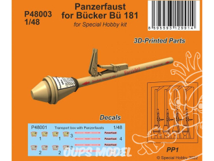 Special Hobby 3D Print militaire P48003 Panzerfaust pour Bücker Bü 181 pour kit Special Hobby 1/48