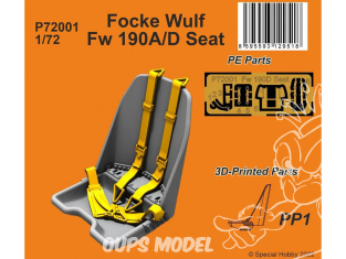 Special Hobby 3D Print militaire P72001 Siège Focke Wulf Fw 190A/D pour kit IBG 1/72