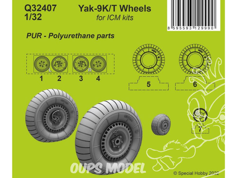 Cmk kit d’amélioration Q32407 Roues Yak-9T kit ICM 1/32