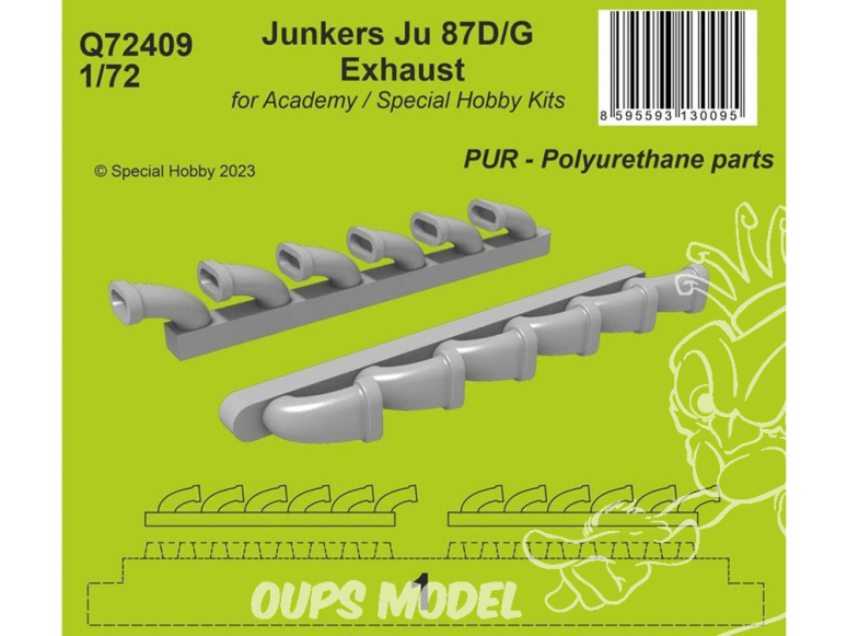 Cmk kit d'amelioration Q72409 Junkers Ju 87D/G Pots d'échappement 1/72 pour kits Academy et Special Hobby 1/72