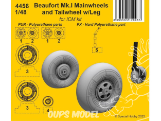 CMK kit resine 4456 Roues principales et roue arrière Beaufort Mk.I avec jambe kit ICM 1/48