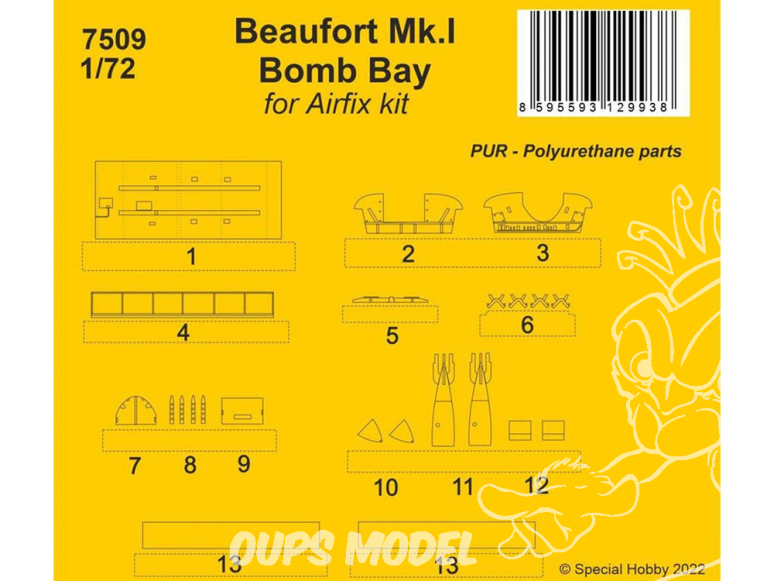 Cmk kit resine 7509 Beaufort Mk.I Bomb Bay kits Airfix 1/72