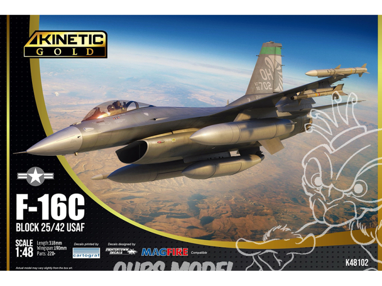 Kinetic maquette avion K48102 F-16AC Block 25/42 USAF Kinetic Gold 1/48