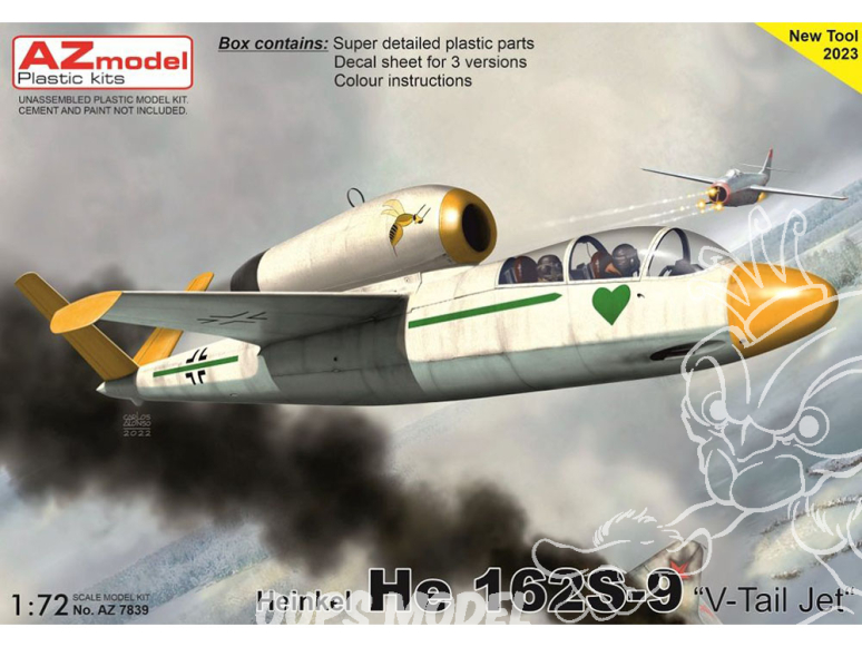 AZ Model Kit avion AZ7839 Heinkel He 162S-9 "V-Tail Jet" 1/72