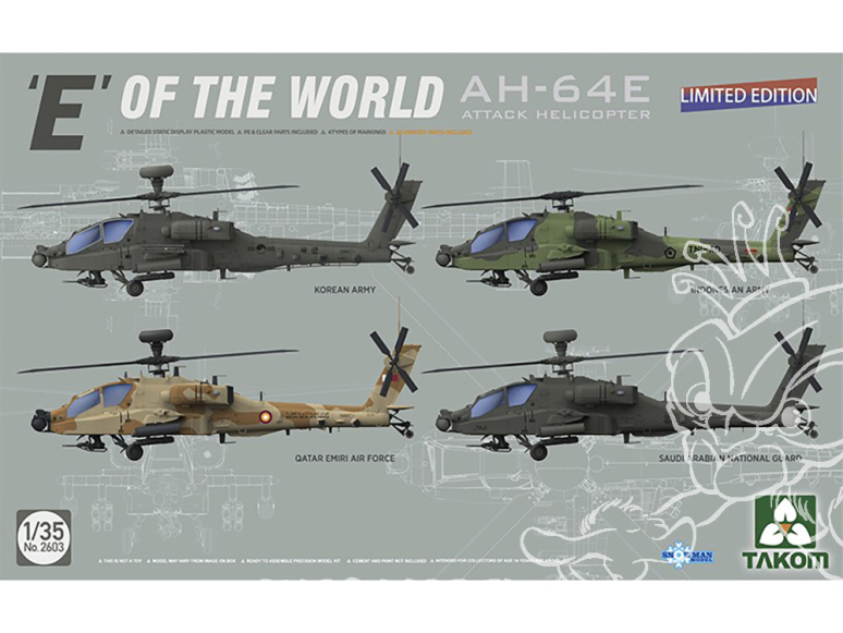 Takom maquette hélicoptère 2603 "E" du monde - AH-64E Hélicoptère d'attaque Edition Limitée 1/35