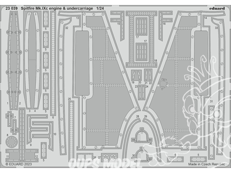 Eduard photodecoupe avion 23039 Moteur & Undercarriage Spitfire Mk.IXc Airfix 1/24