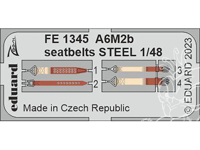 EDUARD photodecoupe avion FE1345 Harnais métal A6M2b Academy 1/48