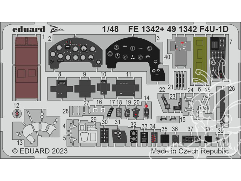 EDUARD photodecoupe avion FE1342 Zoom amélioration F4U-1D Corsair Hobby Boss 1/48