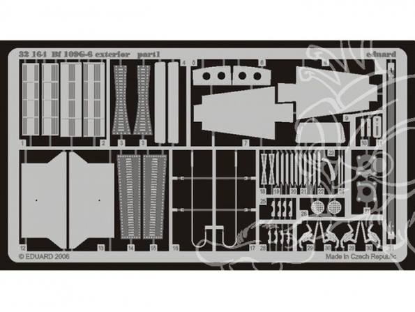 EDUARD photodecoupe avion 32164 Exterieur Bf109G-6 1/32