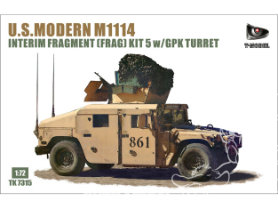 T-Model TK7315 M1114 US HMMWV avec tourelle GPK Interim Fragment (Frag) Kit 5 1/72