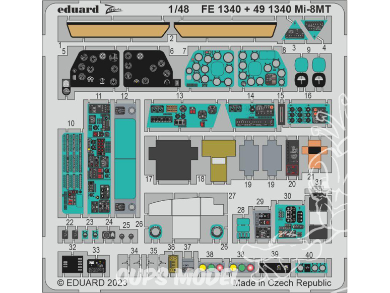 EDUARD photodecoupe hélicoptère 491340 Amélioration Mi-8MT Zvezda 1/48