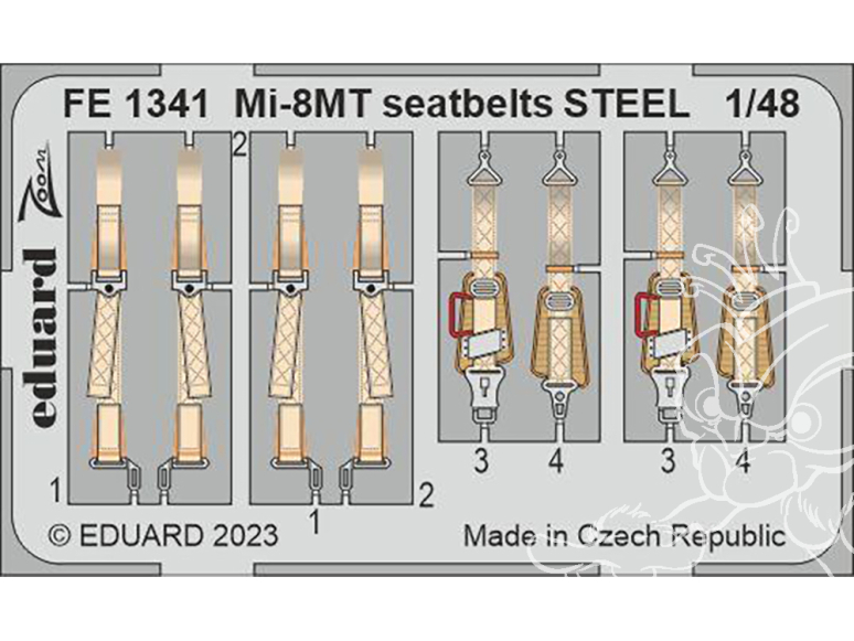 EDUARD photodecoupe hélicoptère FE1341 Harnais métal Mi-8MT Zvezda 1/48