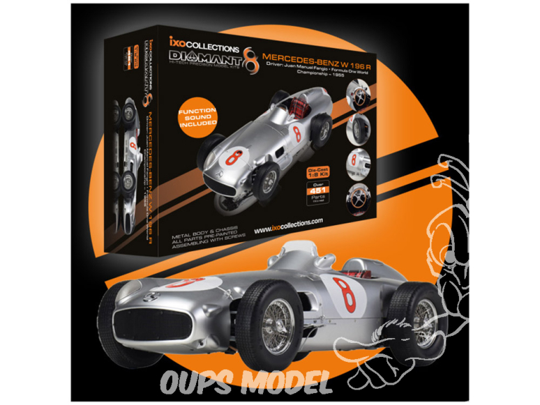 IXO maquette voiture MERCEDES-BENZ W 196 R N°8 Pilote Juan Manuel Fangio 1/8